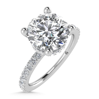 14K White Gold Lab Grown Diamond 2 3/8 Ct.Tw. Hidden Halo Engagement Ring (Center Round)