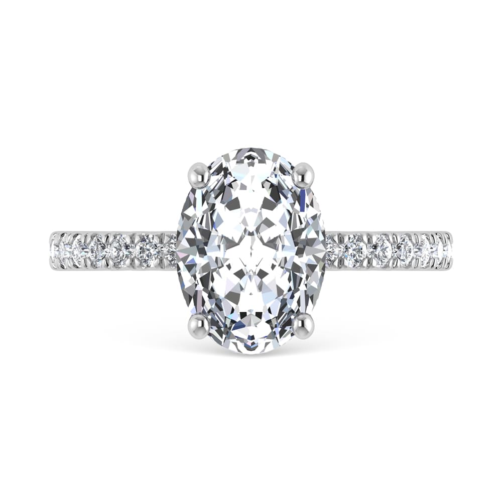 14K White Gold Lab Grown Diamond 3 1/2 Ct.Tw. Oval Shape Halo IGI Certified Engagement Ring (Center 3 ct)