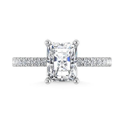14K White Gold Lab Grown Diamond 3 1/2 Ct.Tw. Radiant Shape Halo IGI Certified Engagement Ring (Center 3ctw)
