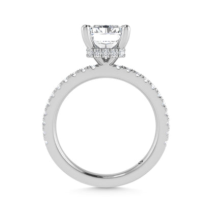 14K White Gold Lab Grown Diamond 3 1/2 Ct.Tw. Radiant Shape Halo IGI Certified Engagement Ring (Center 3ctw)