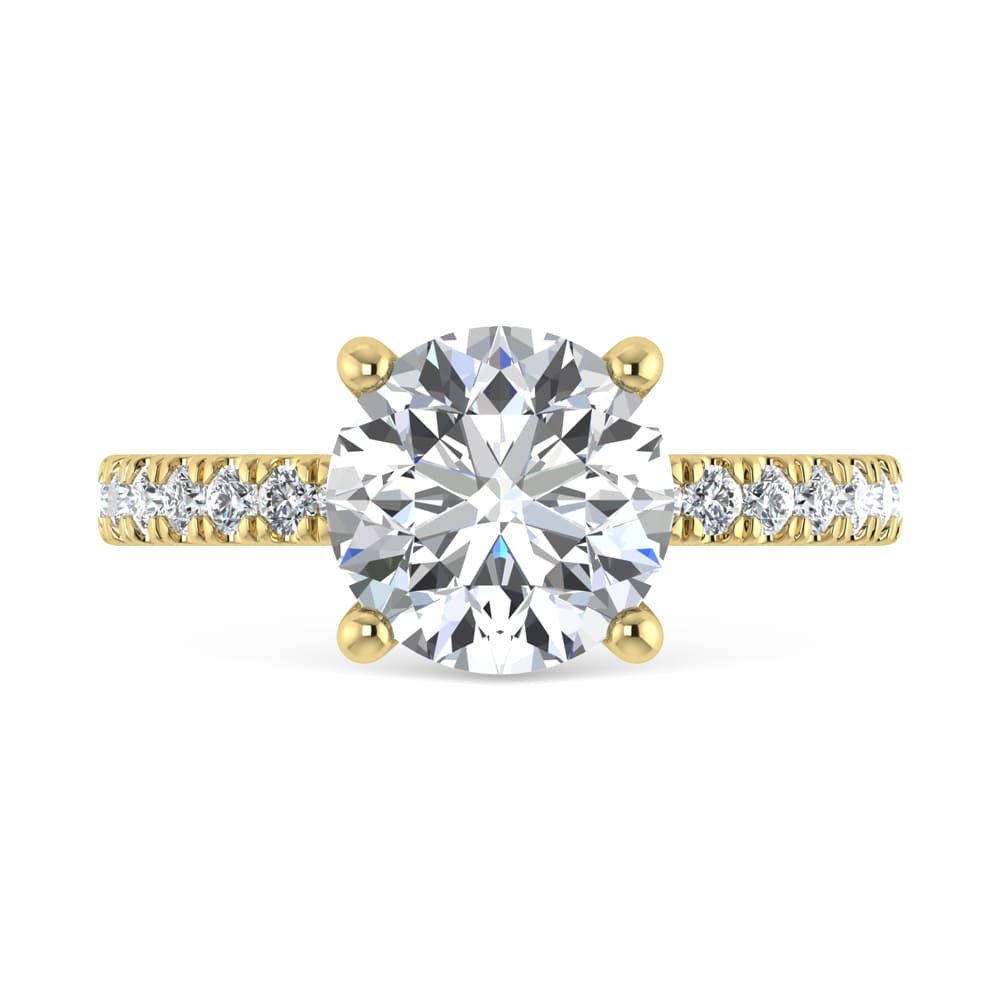 14K Yellow Gold Lab Grown Diamond 3 1/2 Ct.Tw. Round Shape Halo IGI Certified Engagement Ring (Center 3 ct)