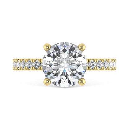 14K Yellow Gold Lab Grown Diamond 3 1/2 Ct.Tw. Round Shape Halo IGI Certified Engagement Ring (Center 3 ct)