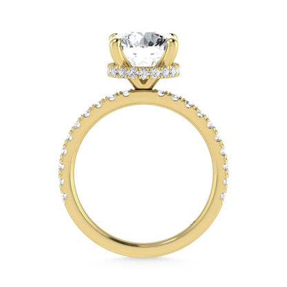 14K Yellow Gold Lab Grown Diamond 3 1/2 Ct.Tw. Round Shape Halo IGI Certified Engagement Ring (Center 3 ct)