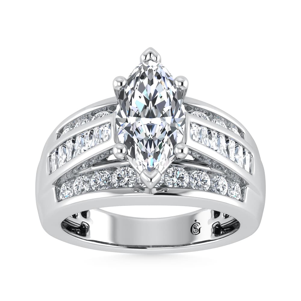 10K White Gold Lab Grown Diamond 2 1/4 Ct.Tw. Marquise Shape Engagement Ring (IGI Certified 1 1/2 CT)