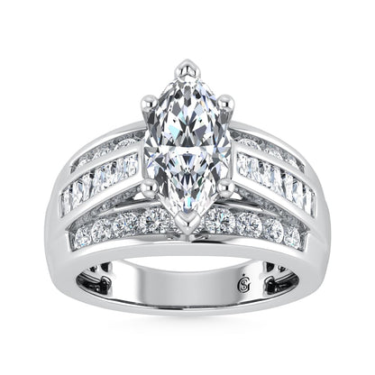 10K White Gold Lab Grown Diamond 2 1/4 Ct.Tw. Marquise Shape Engagement Ring (IGI Certified 1 1/2 CT)