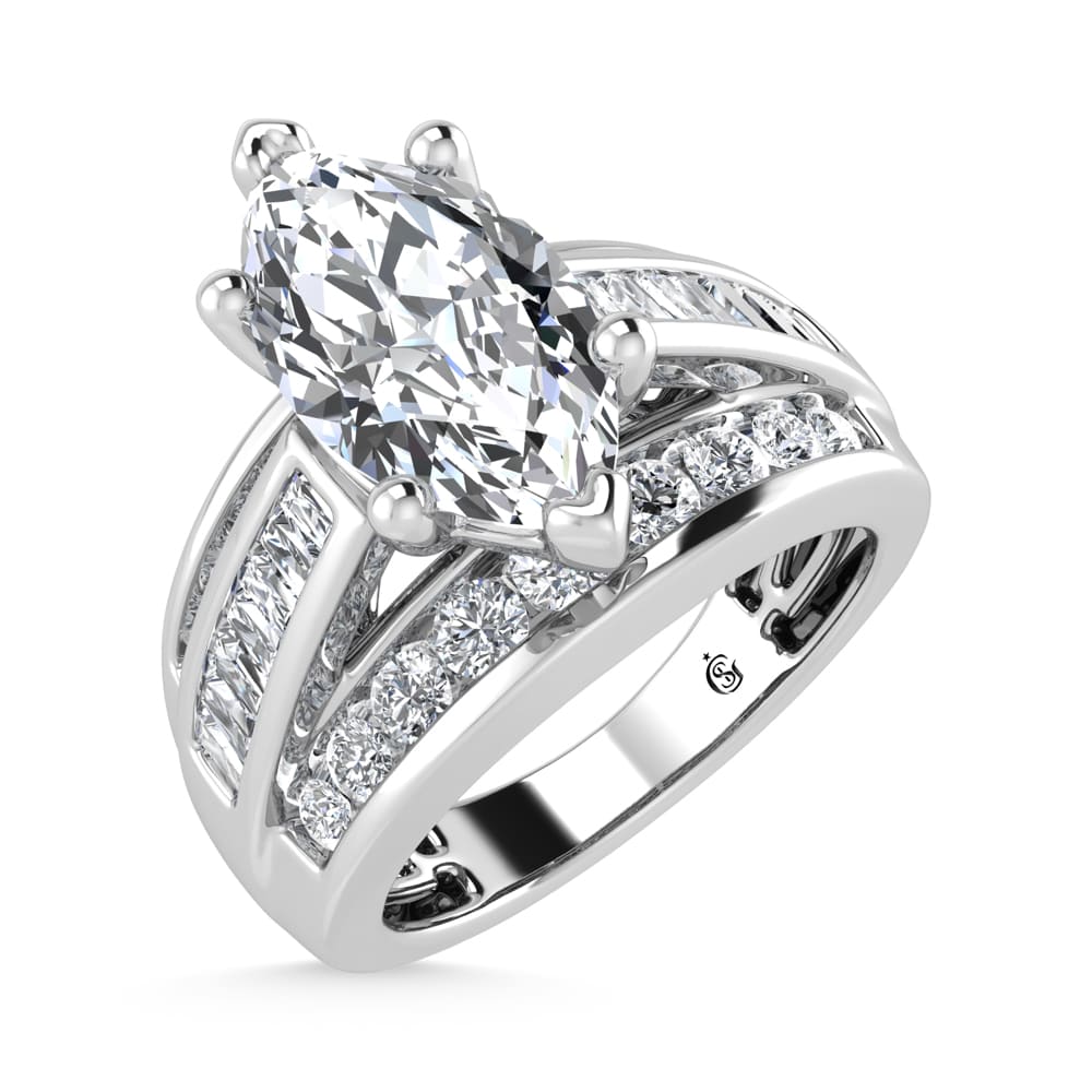 10K White Gold Lab Grown Diamond 2 1/4 Ct.Tw. Marquise Shape Engagement Ring (IGI Certified 1 1/2 CT)