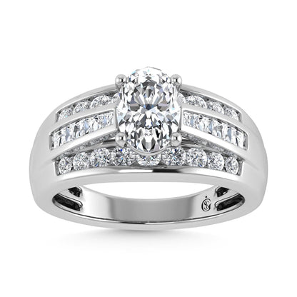 10K White Gold Lab Grown Diamond 1 3/4 Ct.Tw. Oval Shape Engagement Ring (IGI Certified 1CT)