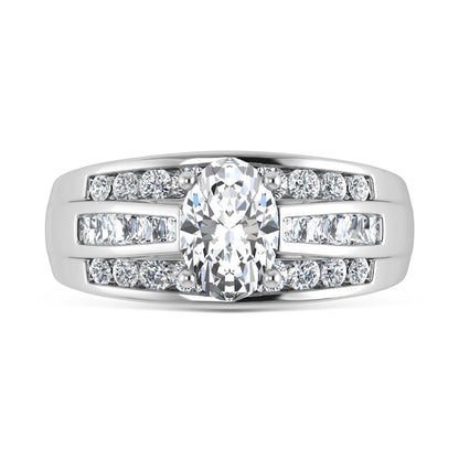 10K White Gold Lab Grown Diamond 1 3/4 Ct.Tw. Oval Shape Engagement Ring (IGI Certified 1CT)