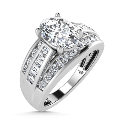 10K White Gold Lab Grown Diamond 1 3/4 Ct.Tw. Oval Shape Engagement Ring (IGI Certified 1CT)