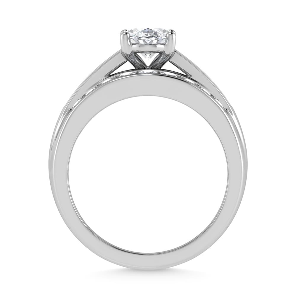 10K White Gold Lab Grown Diamond 1 3/4 Ct.Tw. Oval Shape Engagement Ring (IGI Certified 1CT)