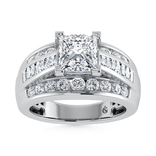 10K White Gold Lab Grown Diamond 1 3/4 Ct.Tw. Princess Shape Engagement Ring (IGI Certified 1CT)