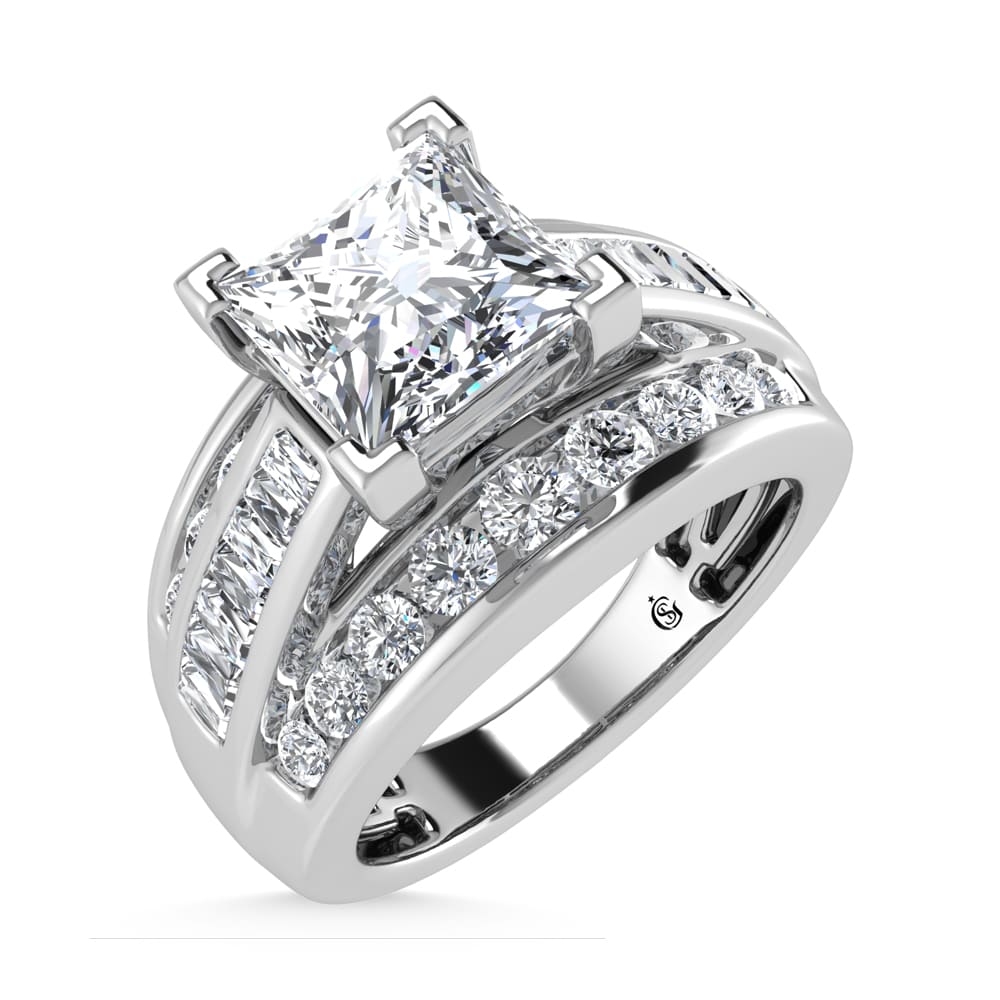 14K White Gold Lab Grown Diamond 2 7/8 Ct.Tw. Princess Shape Engagement Ring (IGI Certified 2CT)