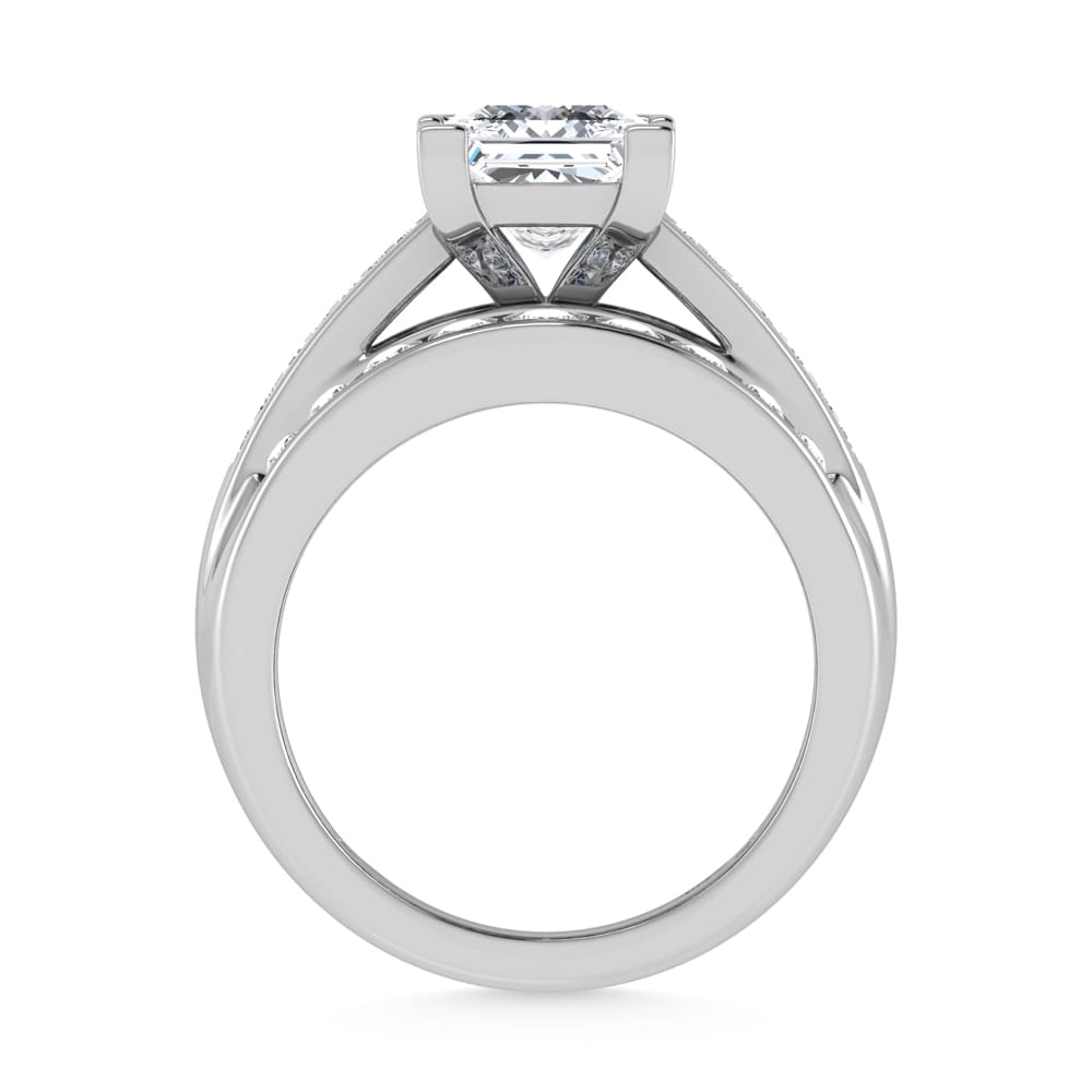 14K White Gold Lab Grown Diamond 2 7/8 Ct.Tw. Princess Shape Engagement Ring (IGI Certified 2CT)
