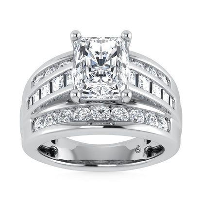 10K White Gold Lab Grown Diamond 2 1/4 Ct.Tw. Radiant Shape Engagement Ring (IGI Certified 1 1/2 CT)