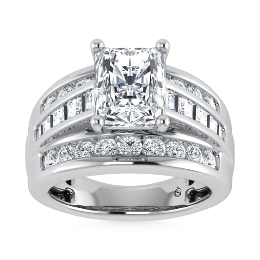 10K White Gold Lab Grown Diamond 2 1/4 Ct.Tw. Radiant Shape Engagement Ring (IGI Certified 1 1/2 CT)