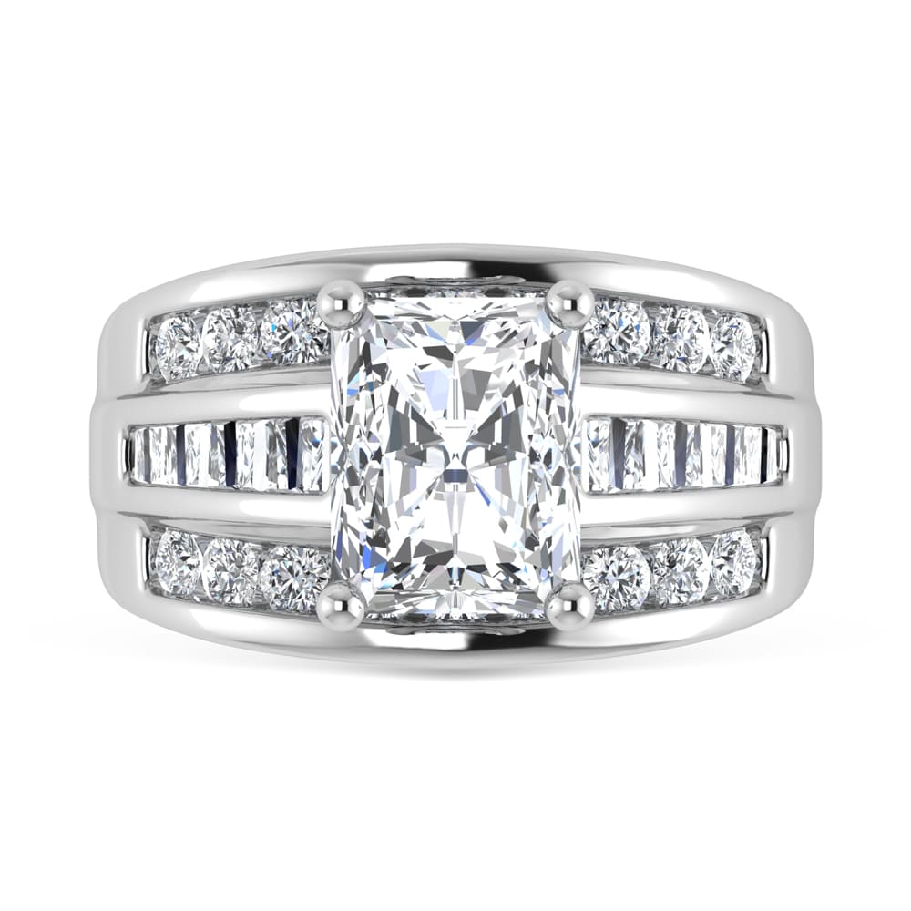 10K White Gold Lab Grown Diamond 2 1/4 Ct.Tw. Radiant Shape Engagement Ring (IGI Certified 1 1/2 CT)