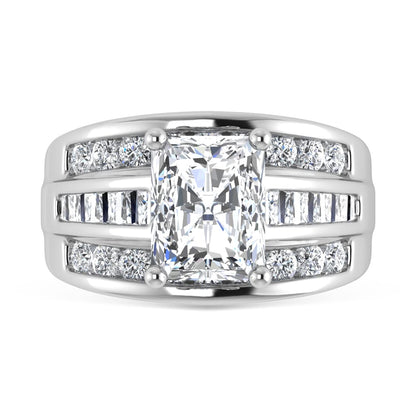 10K White Gold Lab Grown Diamond 2 1/4 Ct.Tw. Radiant Shape Engagement Ring (IGI Certified 1 1/2 CT)