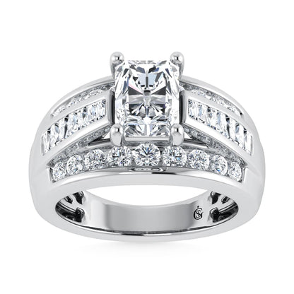 10K White Gold Lab Grown Diamond 3 7/8 Ct.Tw. Radiant Shape Engagement Ring (IGI Certified 2CT)
