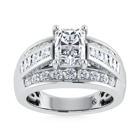 10K White Gold Lab Grown Diamond 3 7/8 Ct.Tw. Radiant Shape Engagement Ring (IGI Certified 2CT)