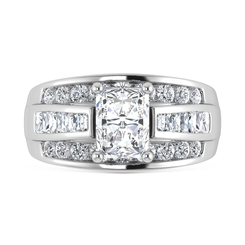 10K White Gold Lab Grown Diamond 3 7/8 Ct.Tw. Radiant Shape Engagement Ring (IGI Certified 2CT)