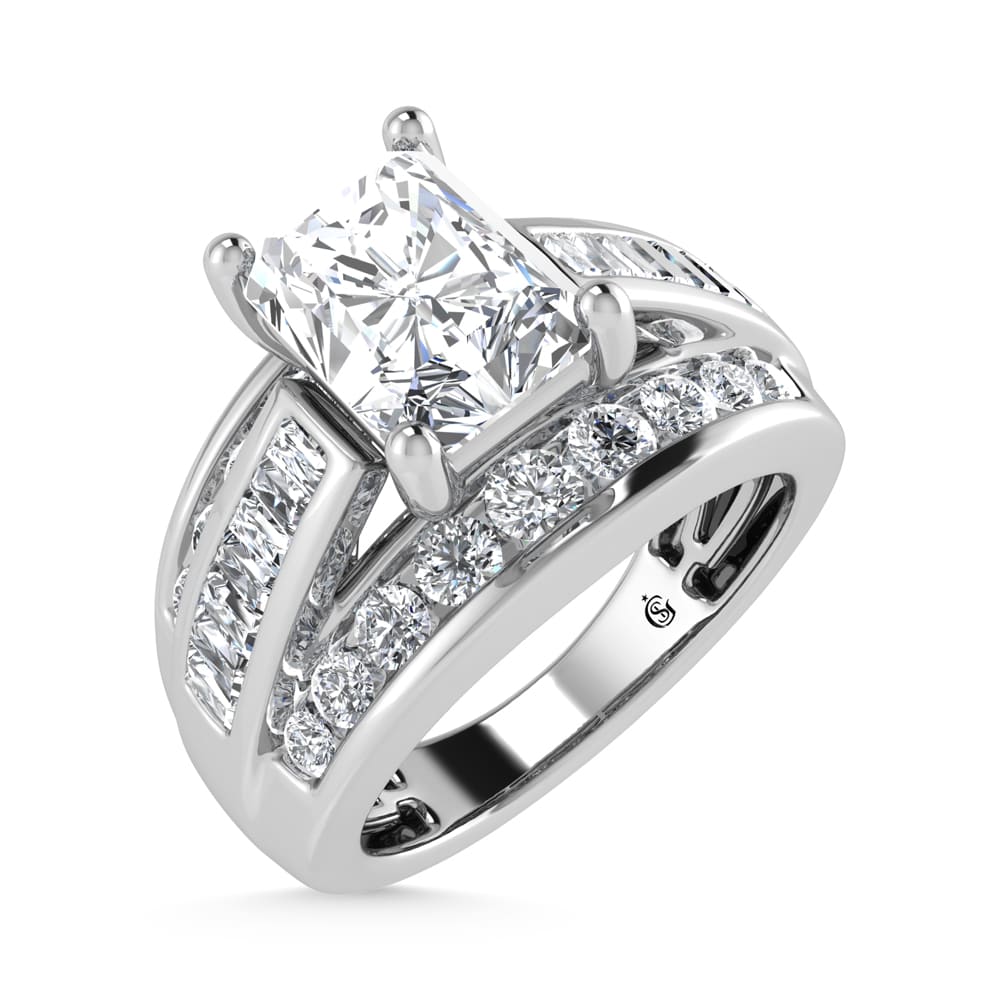 10K White Gold Lab Grown Diamond 3 7/8 Ct.Tw. Radiant Shape Engagement Ring (IGI Certified 2CT)