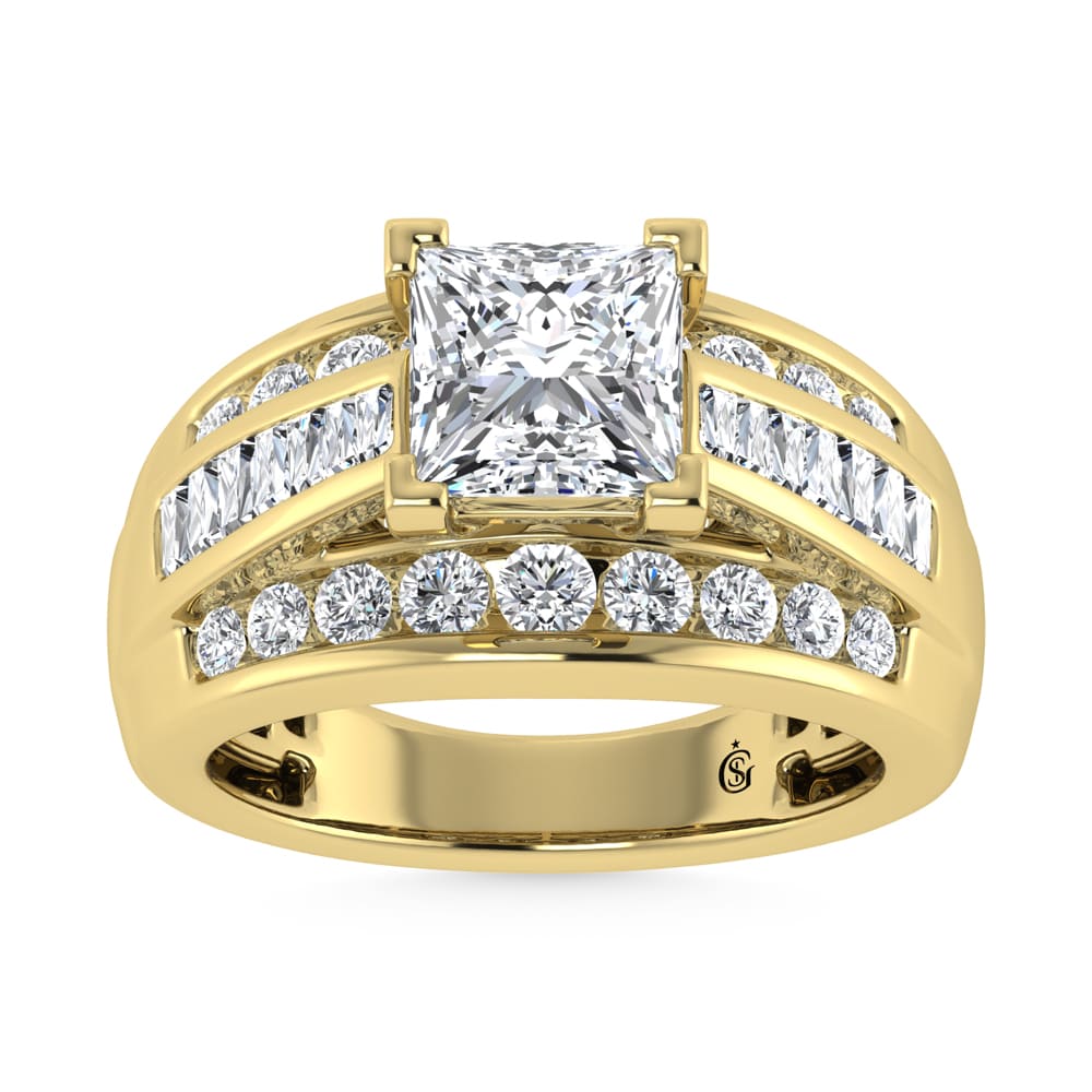10K Yellow Gold Lab Grown Diamond 1 3/4 Ct.Tw. Princess Shape Engagement Ring (IGI Certified 1CT)