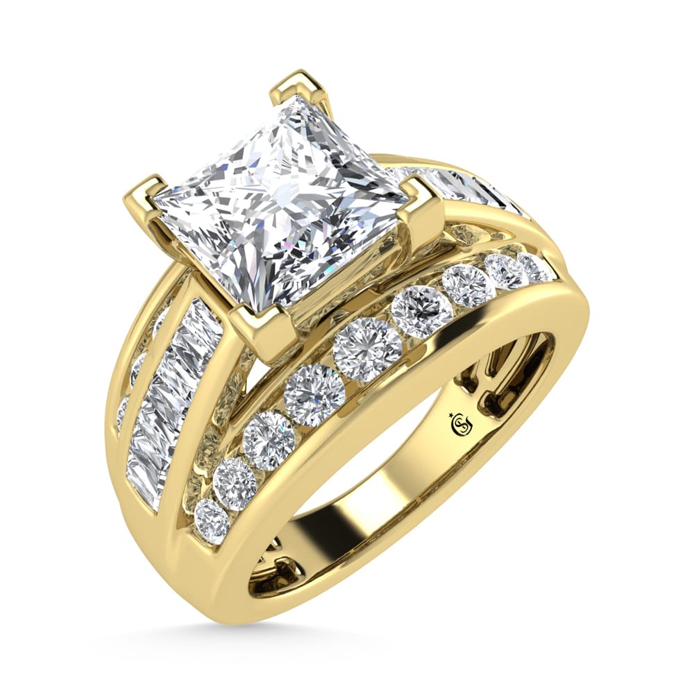 10K Yellow Gold Lab Grown Diamond 2 1/4 Ct.Tw. Princess Shape Engagement Ring (IGI Certified 1 1/2 CT)