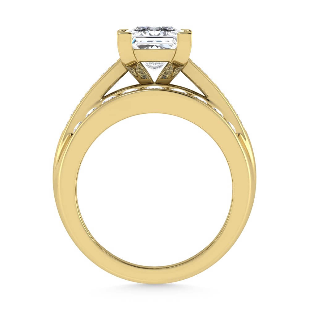 10K Yellow Gold Lab Grown Diamond 2 1/4 Ct.Tw. Princess Shape Engagement Ring (IGI Certified 1 1/2 CT)