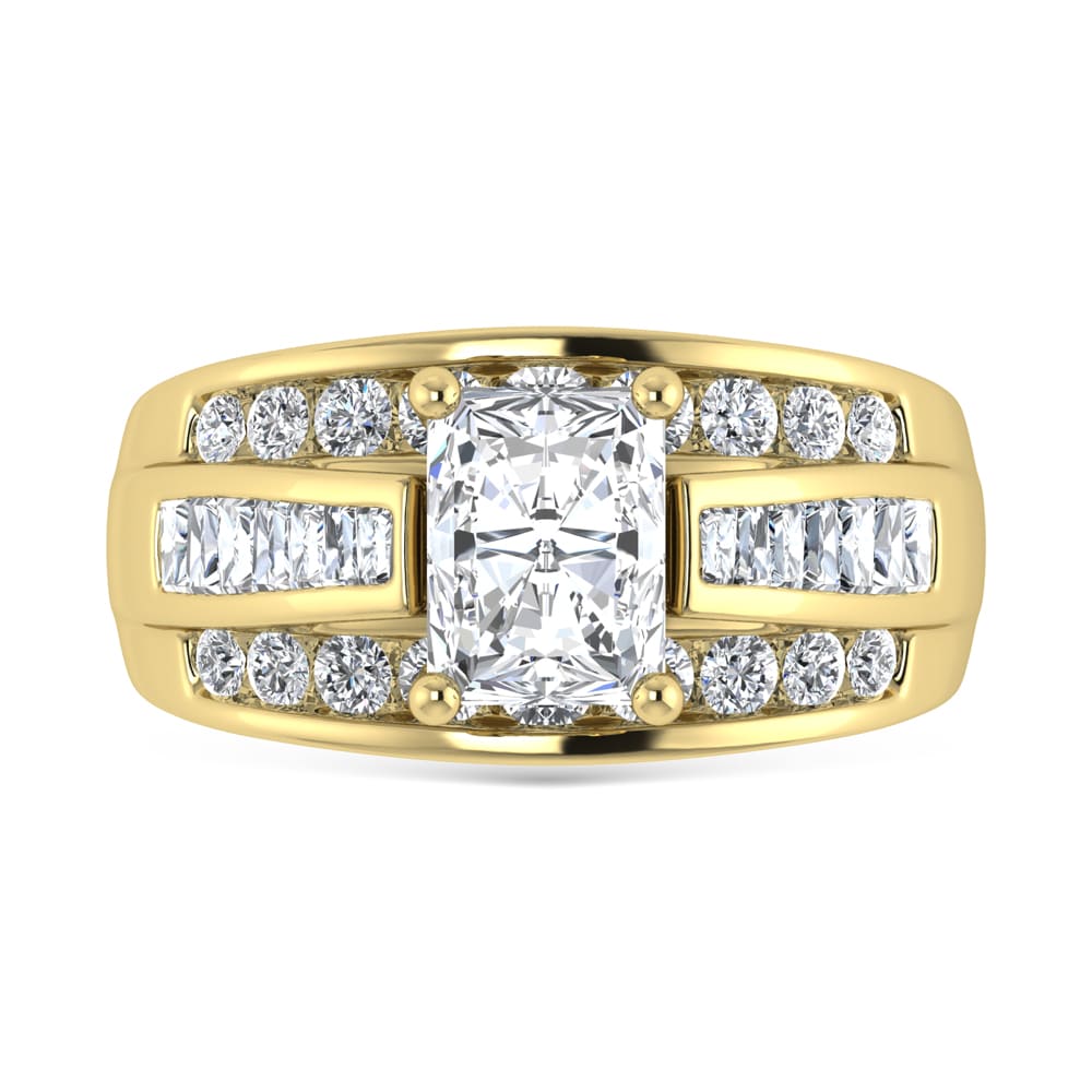 10K Yellow Gold Lab Grown Diamond 1 3/4 Ct.Tw. Radiant Shape Engagement Ring (IGI Certified 1CT)