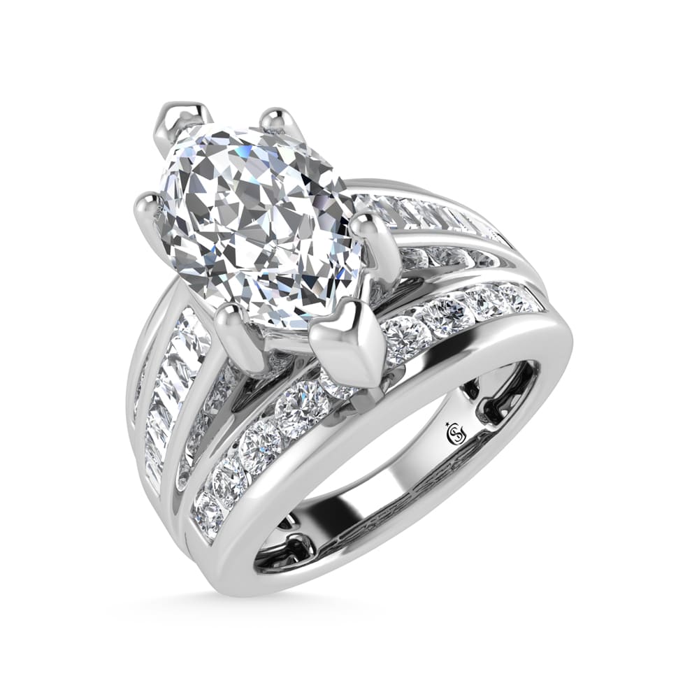 14K White Gold Lab Grown Diamond 6 Ct.Tw. Marquise Shape Engagement Ring (IGI Certified 5CT)