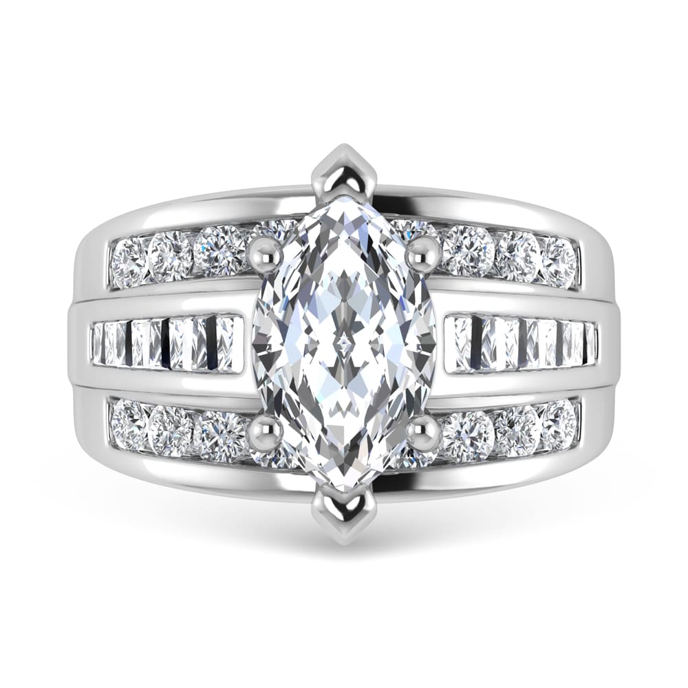 14K White Gold Lab Grown Diamond 6 Ct.Tw. Marquise Shape Engagement Ring (IGI Certified 5CT)