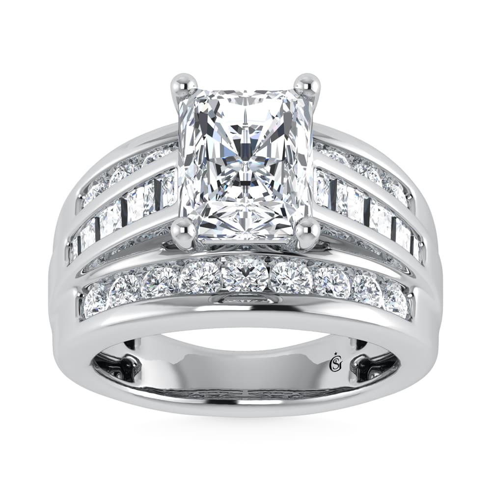 10K White Gold Lab Grown Diamond 3 7/8 Ct.Tw. Radiant Shape Engagement Ring (IGI Certified 3CT)