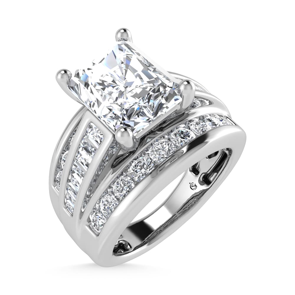 10K White Gold Lab Grown Diamond 3 7/8 Ct.Tw. Radiant Shape Engagement Ring (IGI Certified 3CT)