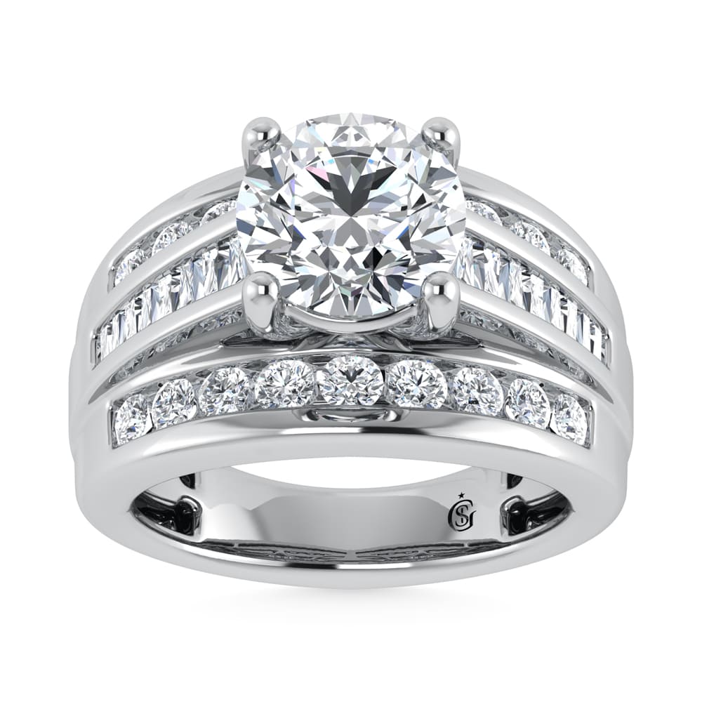 10K White Gold Lab Grown Diamond 2 7/8 Ct.Tw. Round Shape Engagement Ring (IGI Certified 2CT)