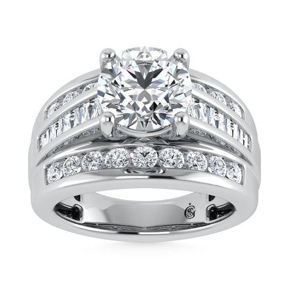 10K White Gold Lab Grown Diamond 2 7/8 Ct.Tw. Round Shape Engagement Ring (IGI Certified 2CT)