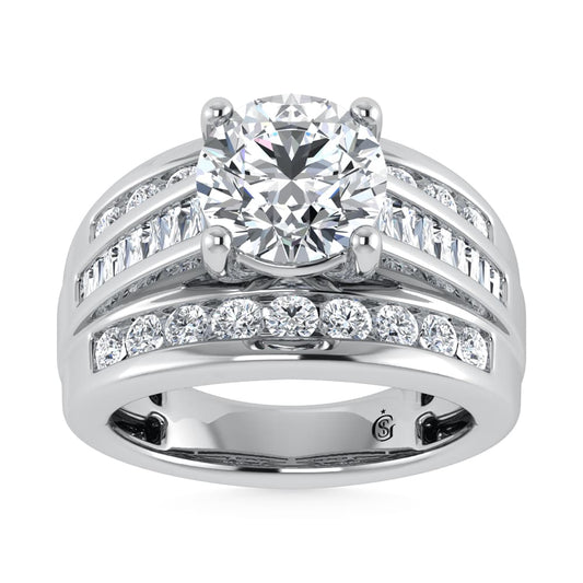 10K White Gold Lab Grown Diamond 2 1/4 Ct.Tw. Round Shape Engagement Ring (IGI Certified 1 1/2CT)
