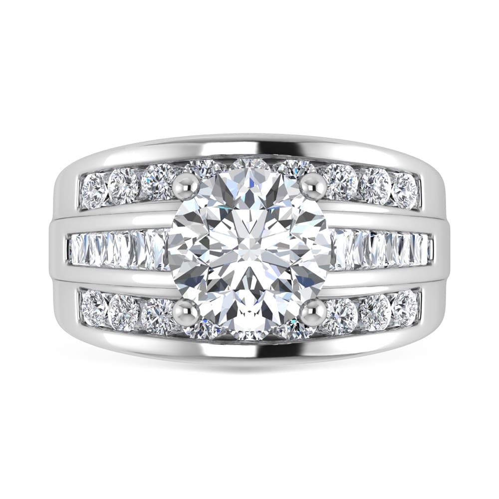 10K White Gold Lab Grown Diamond 1 3/4 Ct.Tw. Round Shape Engagement Ring (IGI Certified 1CT)
