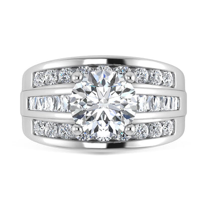 10K White Gold Lab Grown Diamond 2 7/8 Ct.Tw. Round Shape Engagement Ring (IGI Certified 2CT)