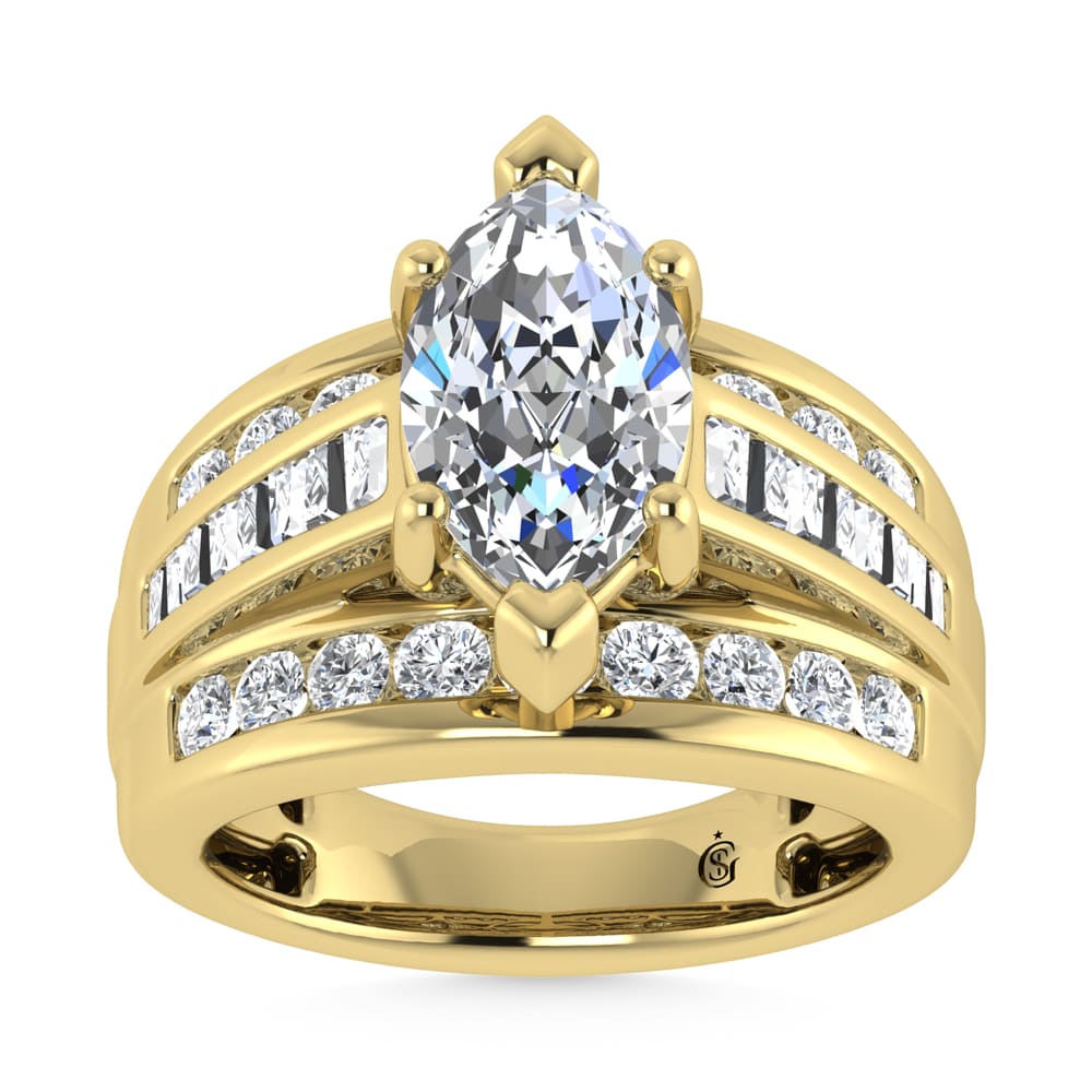 14K Yellow Gold Lab Grown Diamond 5 Ct.Tw. Marquise Shape Engagement Ring (IGI Certified 4CT)