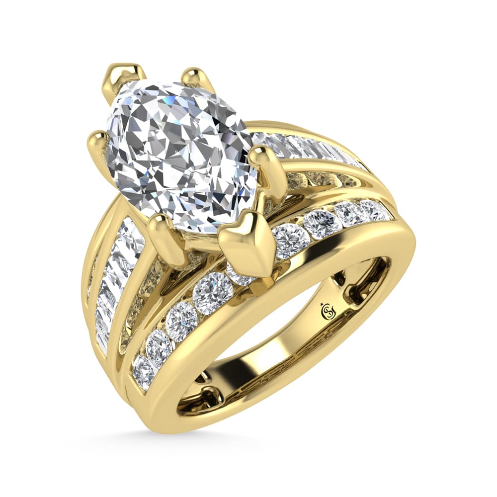 14K Yellow Gold Lab Grown Diamond 5 Ct.Tw. Marquise Shape Engagement Ring (IGI Certified 4CT)