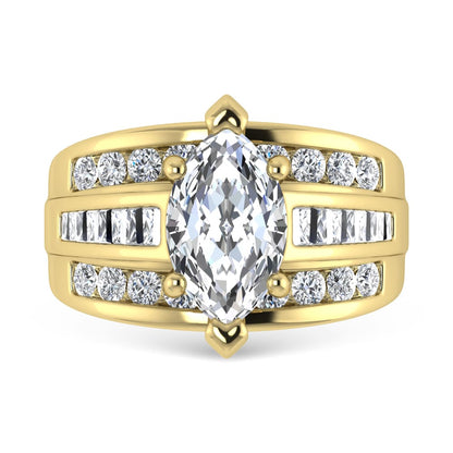 14K Yellow Gold Lab Grown Diamond 5 Ct.Tw. Marquise Shape Engagement Ring (IGI Certified 4CT)