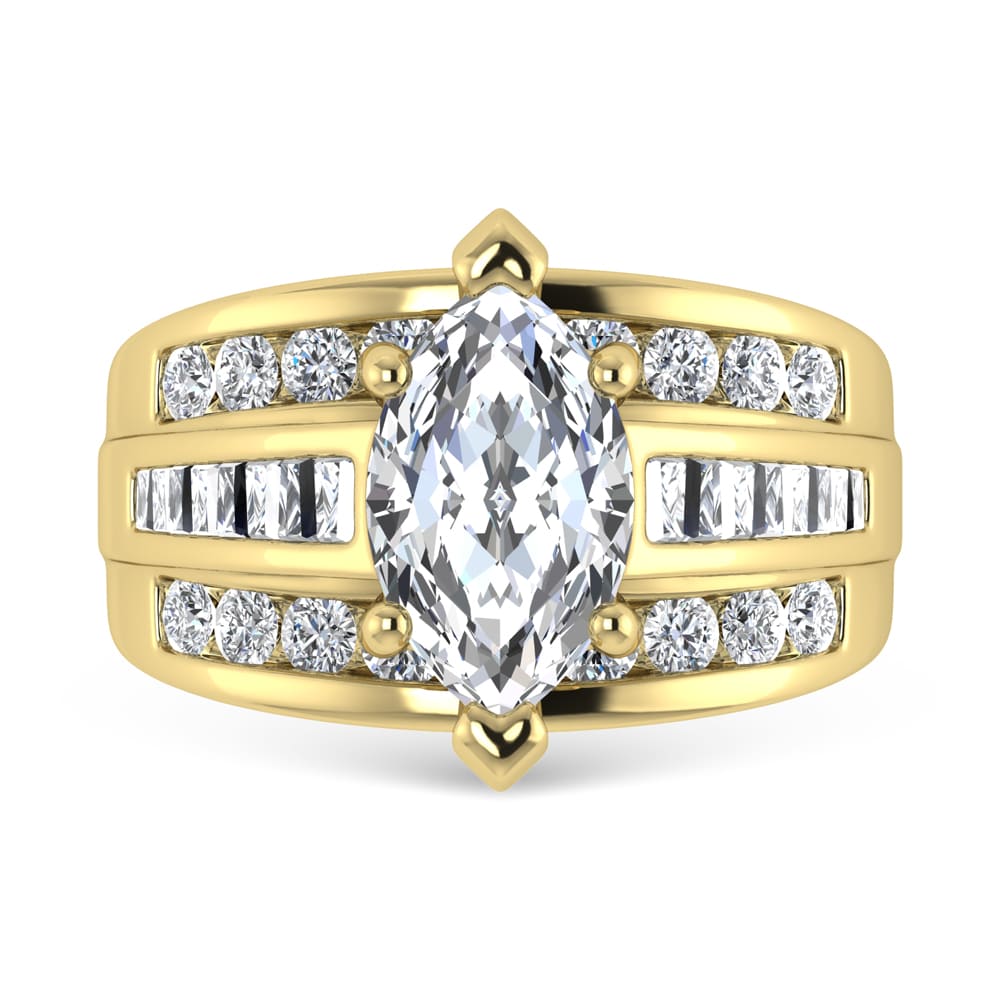 10K Yellow Gold Lab Grown Diamond 3 7/8 Ct.Tw. Marquise Shape Engagement Ring (IGI Certified 3CT)