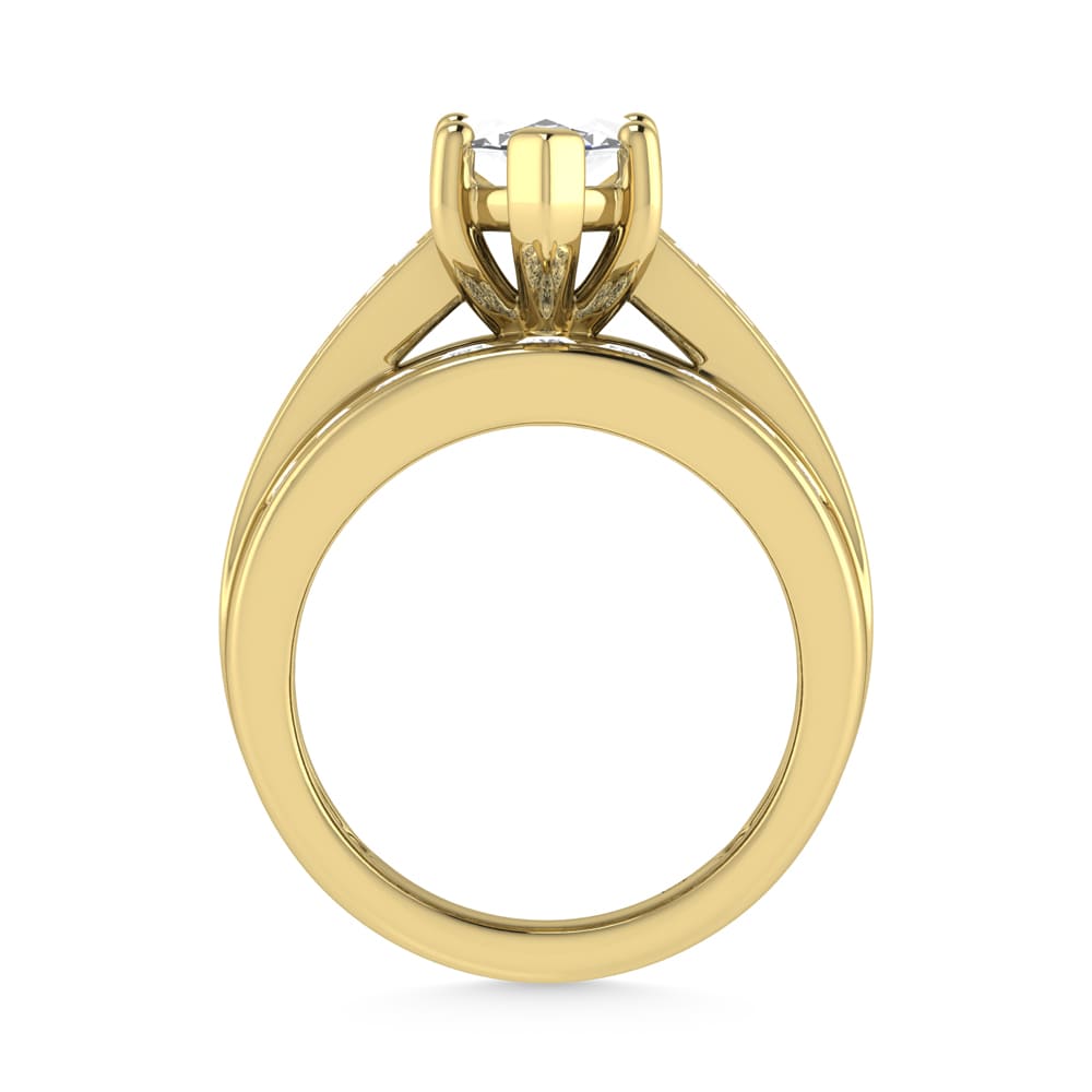10K Yellow Gold Lab Grown Diamond 3 7/8 Ct.Tw. Marquise Shape Engagement Ring (IGI Certified 3CT)