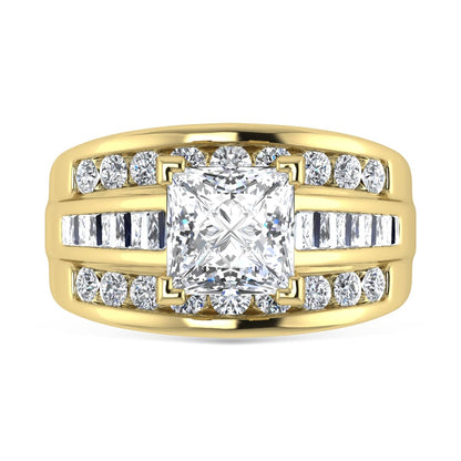 10K Yellow Gold Lab Grown Diamond 3 7/8 Ct.Tw. Princess Shape Engagement Ring (IGI Certified 3CT)