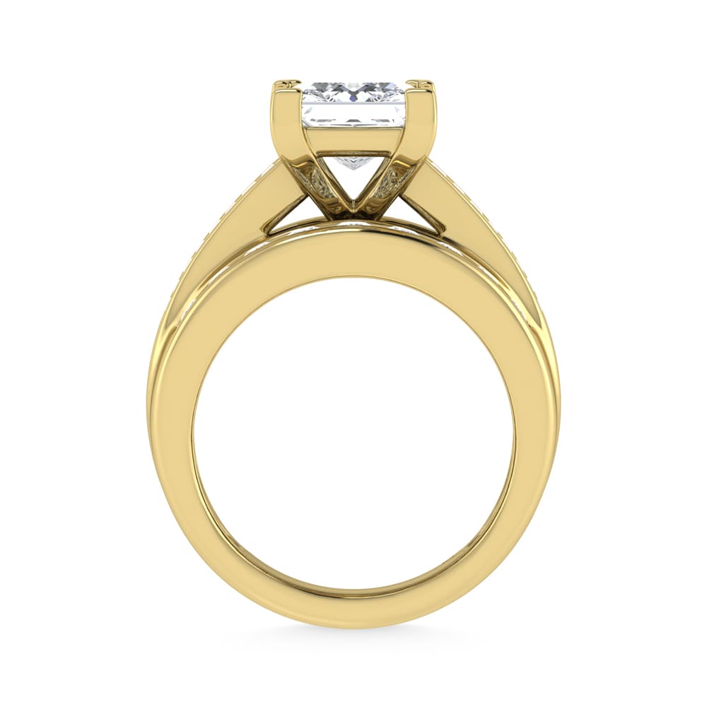 10K Yellow Gold Lab Grown Diamond 3 7/8 Ct.Tw. Princess Shape Engagement Ring (IGI Certified 3CT)