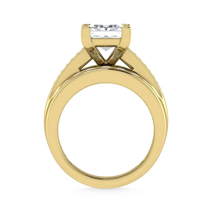 10K Yellow Gold Lab Grown Diamond 3 7/8 Ct.Tw. Princess Shape Engagement Ring (IGI Certified 3CT)