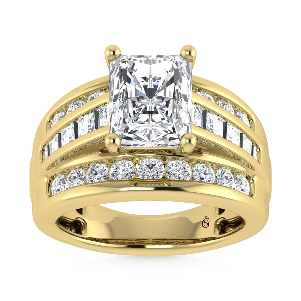 10K Yellow Gold Lab Grown Diamond 3 7/8 Ct.Tw. Radiant Shape Engagement Ring (IGI Certified 3CT)