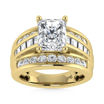 10K Yellow Gold Lab Grown Diamond 3 7/8 Ct.Tw. Radiant Shape Engagement Ring (IGI Certified 3CT)