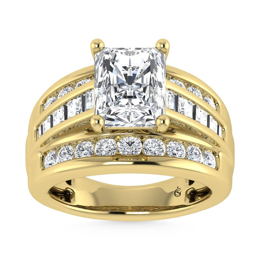 10K Yellow Gold Lab Grown Diamond 3 7/8 Ct.Tw. Radiant Shape Engagement Ring (IGI Certified 3CT)