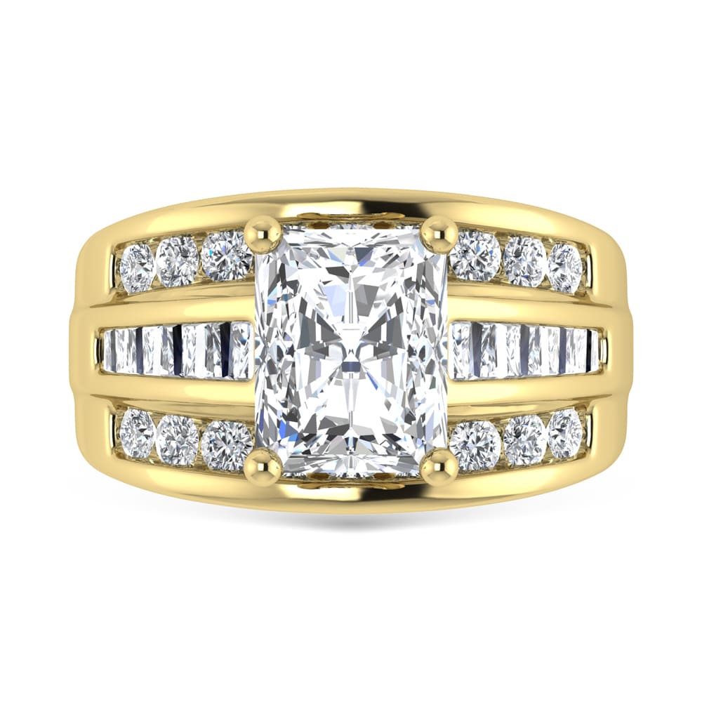 10K Yellow Gold Lab Grown Diamond 3 7/8 Ct.Tw. Radiant Shape Engagement Ring (IGI Certified 3CT)